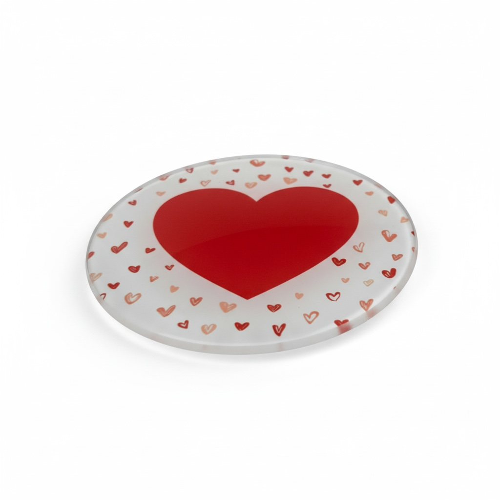 dessous de verre en verre motif coeur