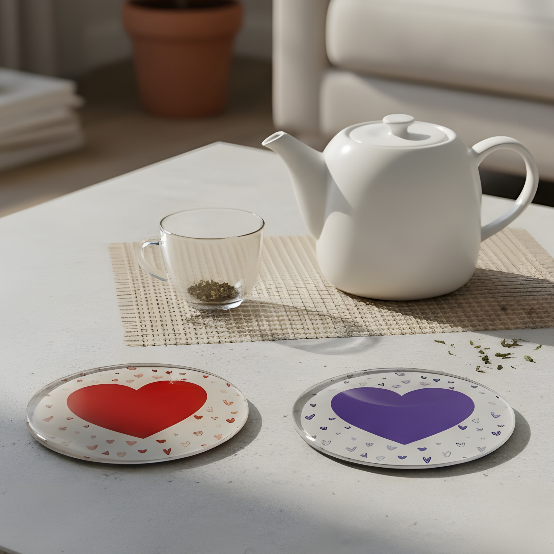 dessous de verre forme coeur visuel