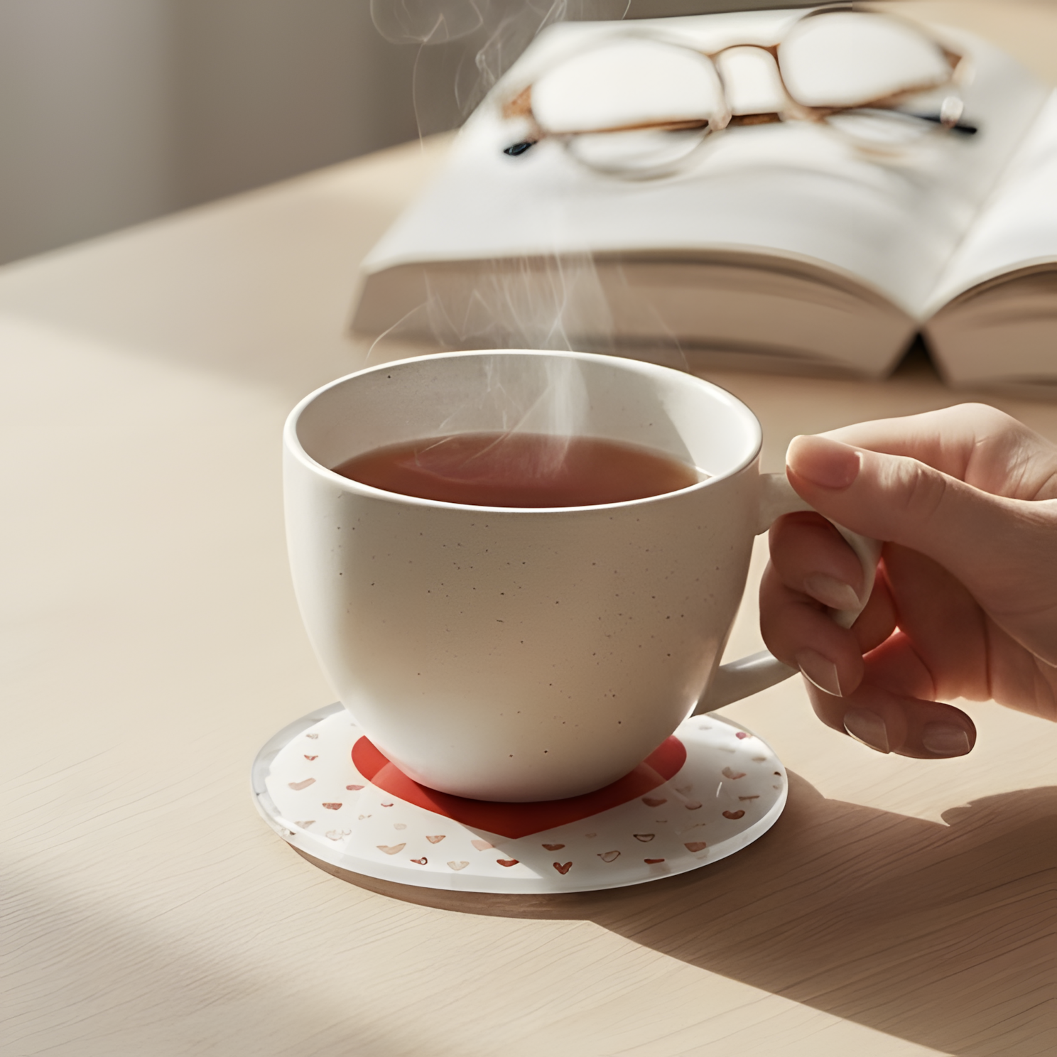 illustration sous verre en verre motif coeur