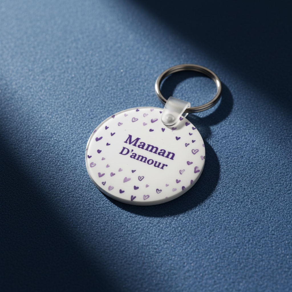 maman d'amour visuel bleu porte-clé