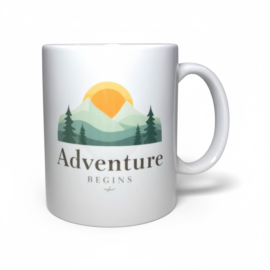 mug adventure begins fond blanc visuel