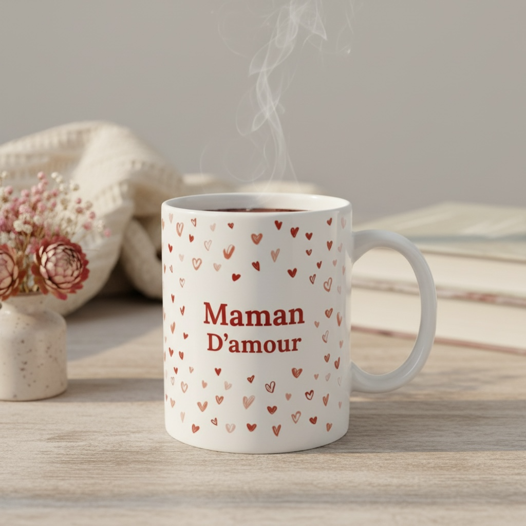 mug maman d'amour rouge illustration