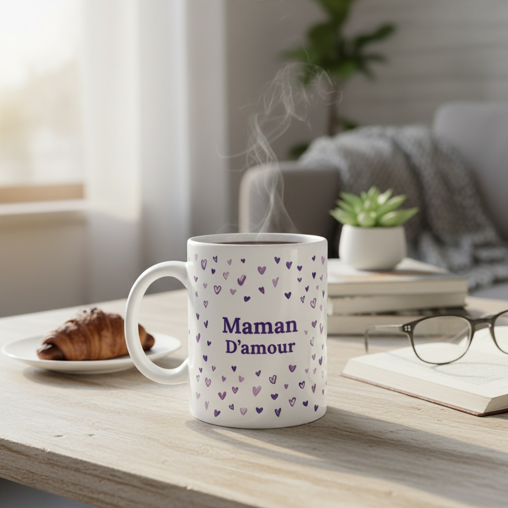 mug maman d'amour violet illustration