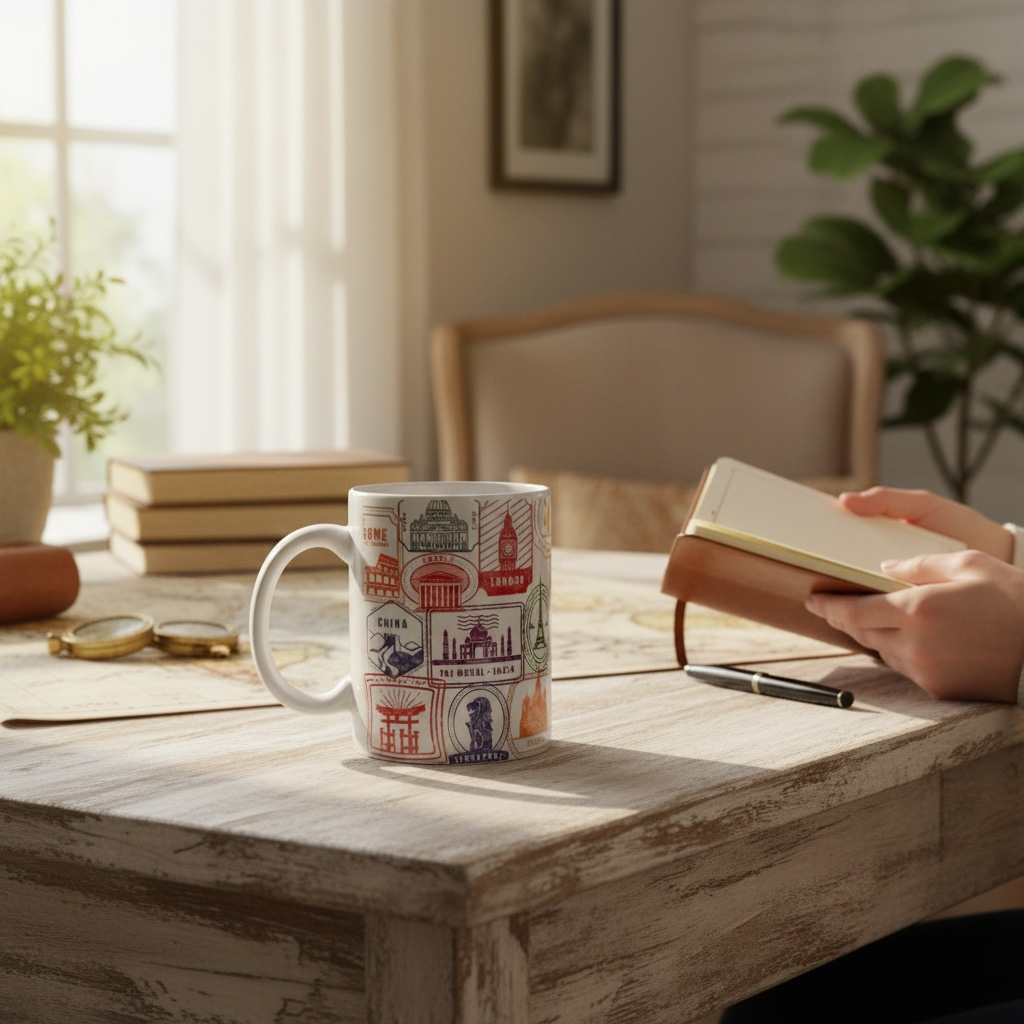 mug tour du monde illustration