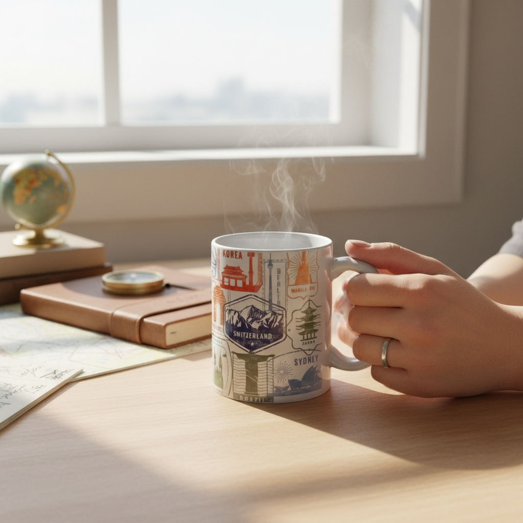 mug tour du monde illustration monuments