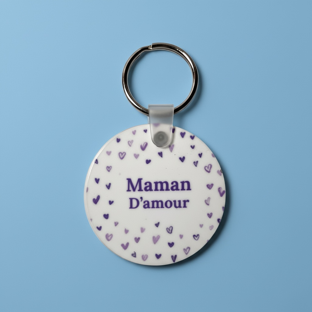 porte-clé fond bleu maman d'amour