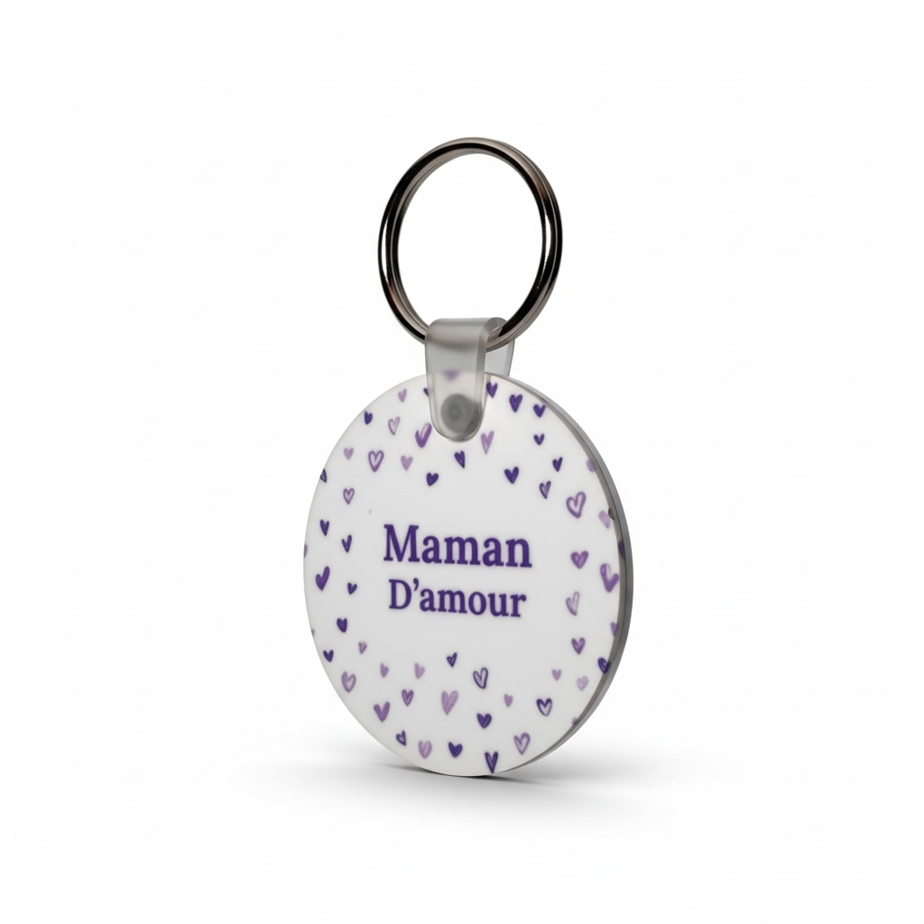 porte clé maman d'amour violet