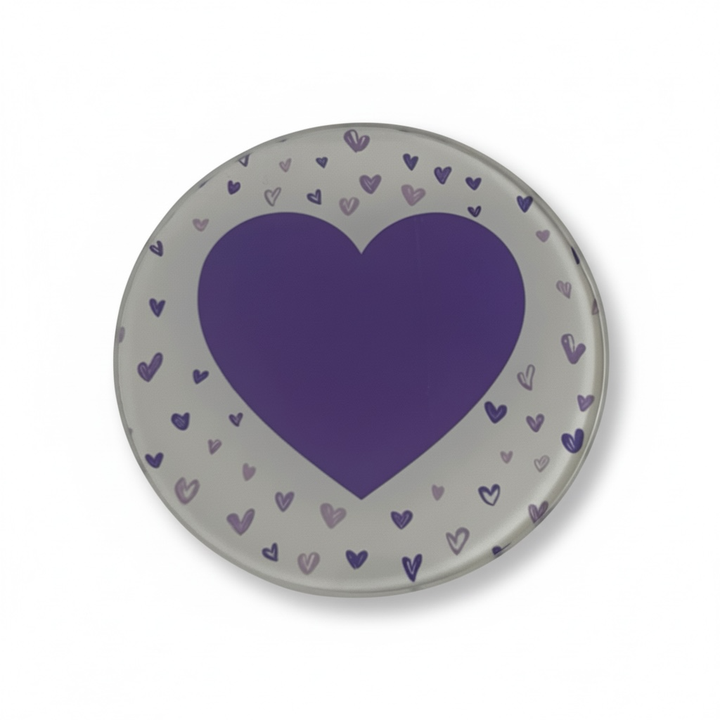 sous verre motif coeur violet