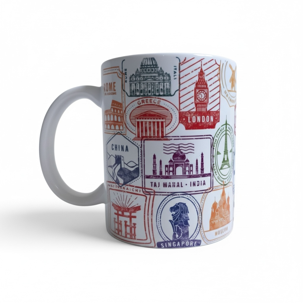 tasse tour du monde fond blanc